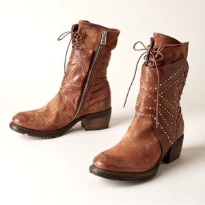 A.S.98 Studded Katarina cognac leather boots. New in box.